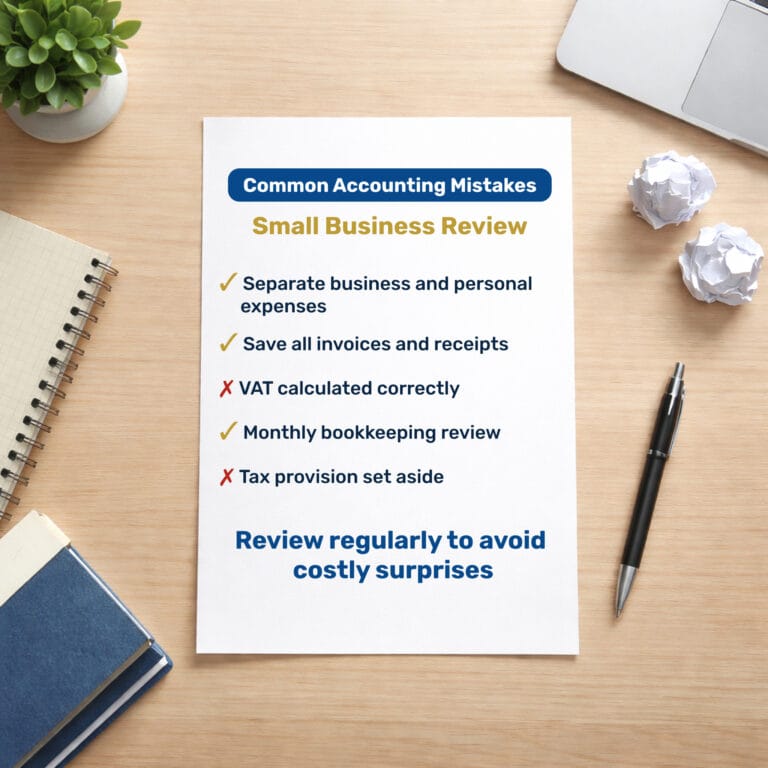 Checklist showing common accounting mistakes small businesses make in Portugal