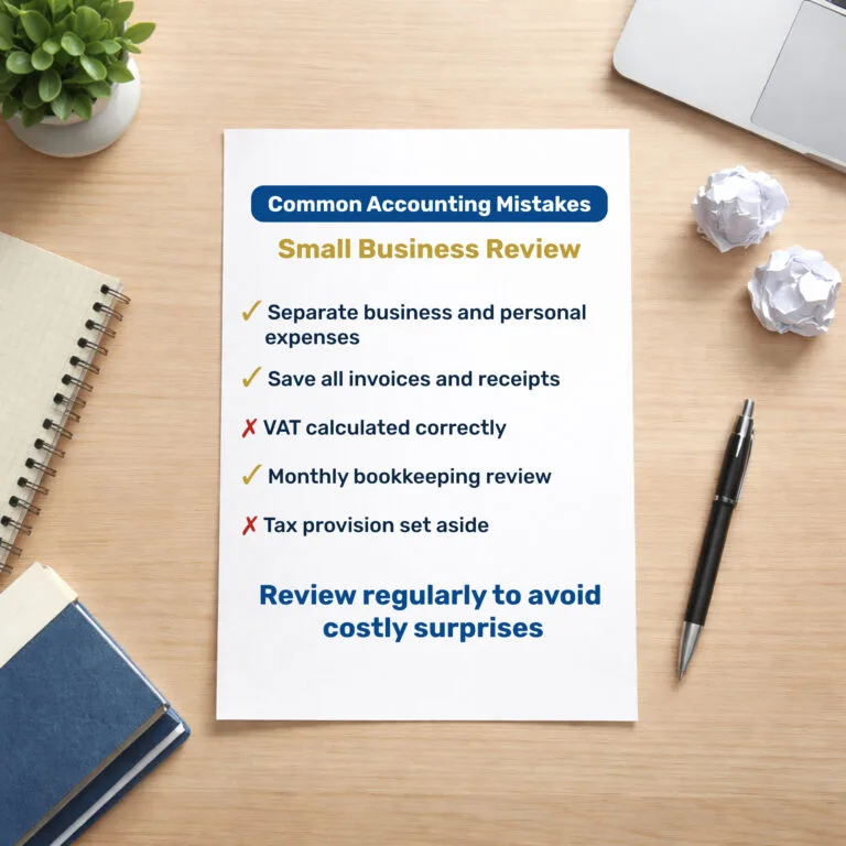 Checklist showing common accounting mistakes small businesses make in Portugal