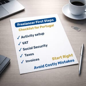 Freelancer first steps checklist in Portugal including VAT, invoices, social security and taxes
